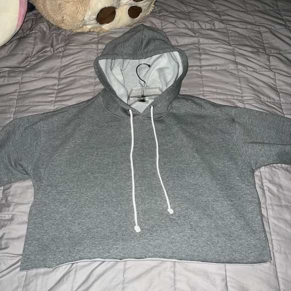Wild fable cropped grey hoodie